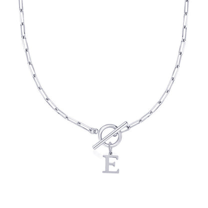 Women’s Gold Necklace Stainless Steel Custom Initial Paperclip Design