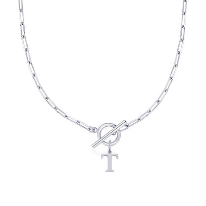 Women’s Gold Necklace Stainless Steel Custom Initial Paperclip Design
