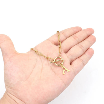 Women’s Gold Necklace Stainless Steel Custom Initial Paperclip Design