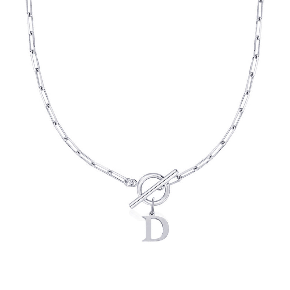 Women’s Gold Necklace Stainless Steel Custom Initial Paperclip Design