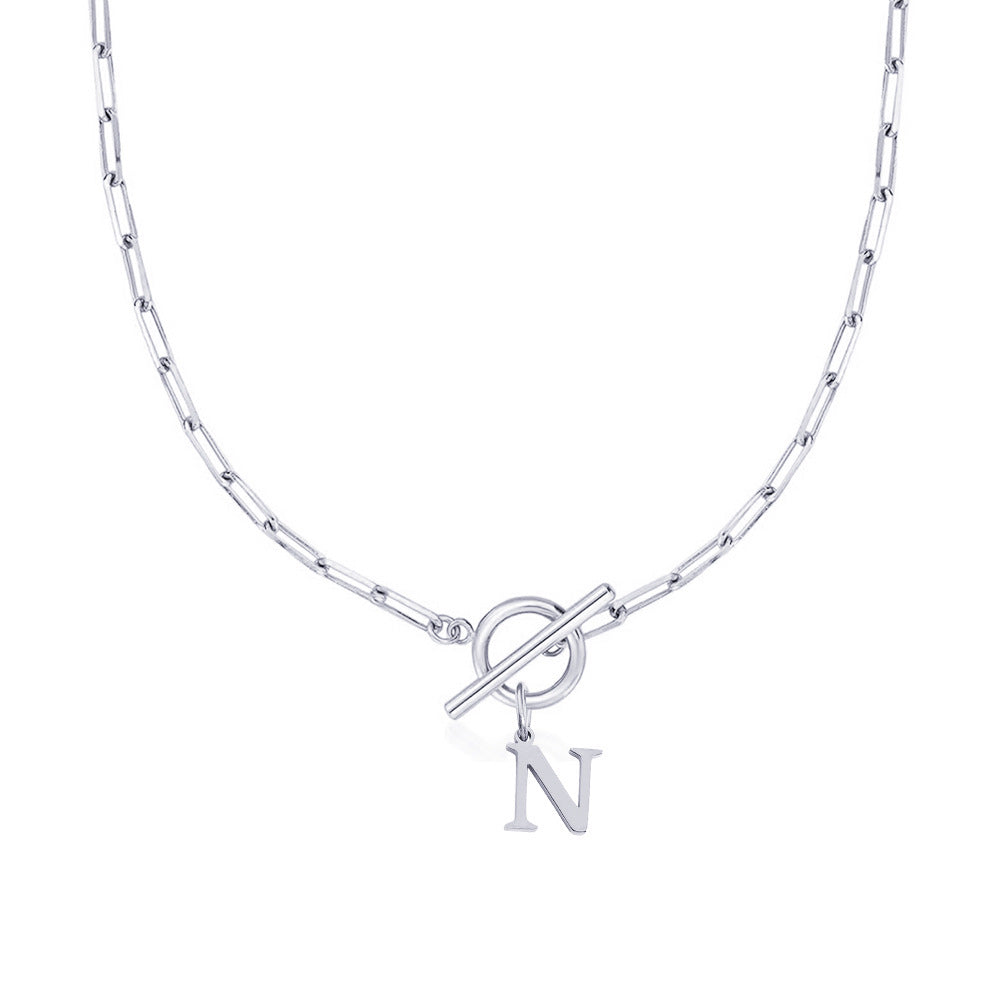 Women’s Gold Necklace Stainless Steel Custom Initial Paperclip Design