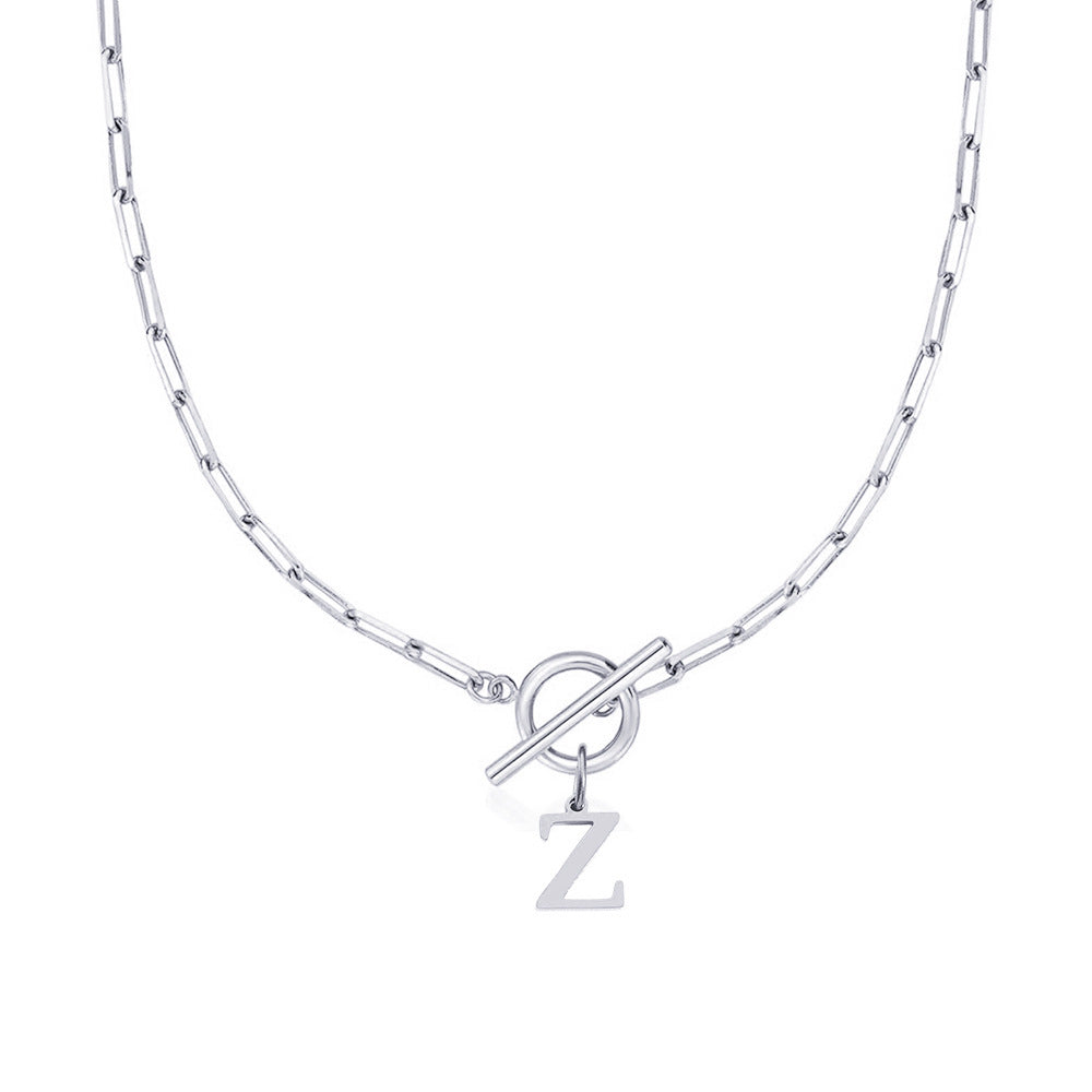 Women’s Gold Necklace Stainless Steel Custom Initial Paperclip Design