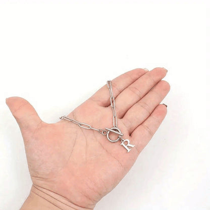 Women’s Gold Necklace Stainless Steel Custom Initial Paperclip Design