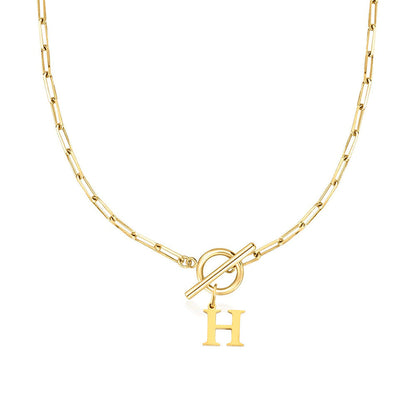Women’s Gold Necklace Stainless Steel Custom Initial Paperclip Design