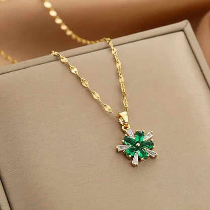 Women’s Gold Necklace Stainless Steel with Zircon Dainty Design