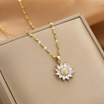 Women’s Gold Necklace Stainless Steel with Zircon Dainty Design