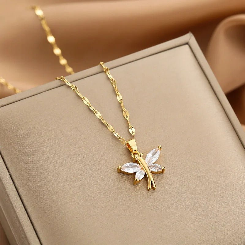 Women’s Gold Necklace Stainless Steel with Zircon Dainty Design