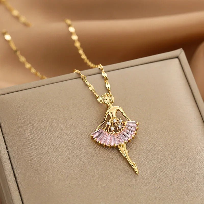 Women’s Gold Necklace Stainless Steel with Zircon Dainty Design