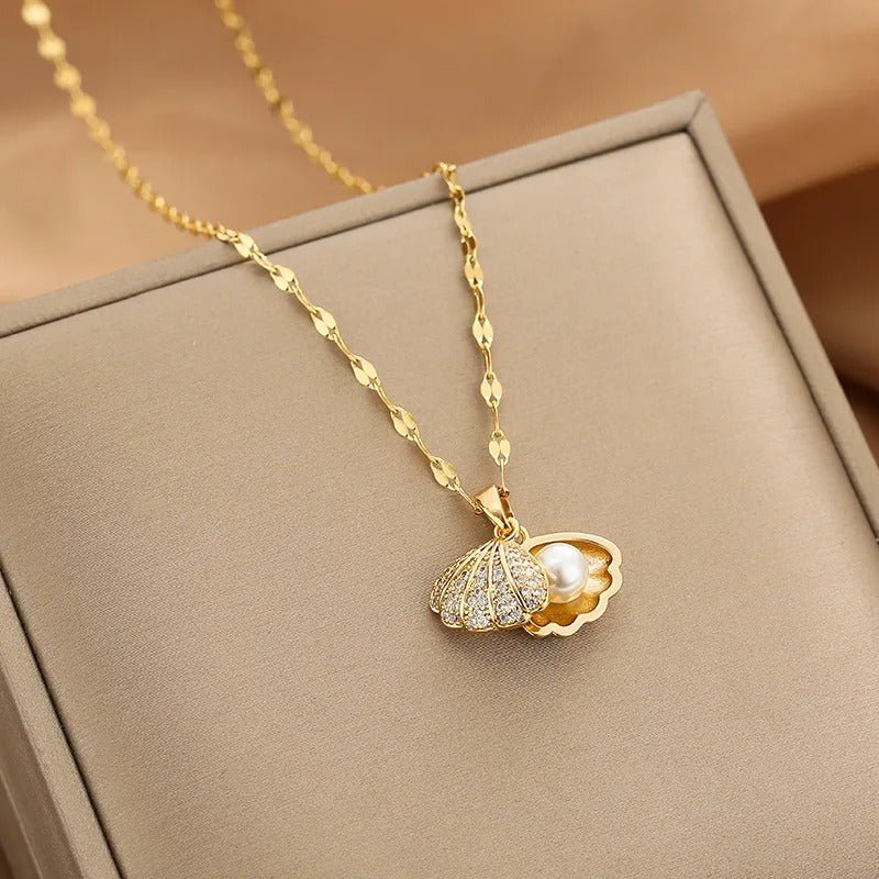 Women’s Gold Necklace Stainless Steel with Zircon Dainty Design