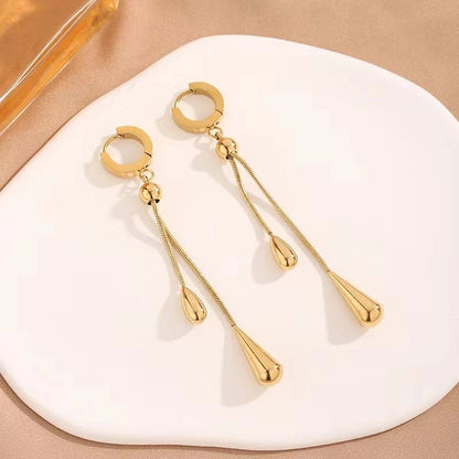 Women’s Necklace and Earrings Set Silver Stainless Steel Adjustable Lariat