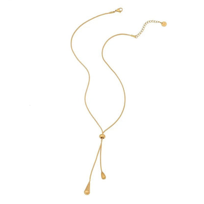 Women’s Necklace and Earrings Set Silver Stainless Steel Adjustable Lariat