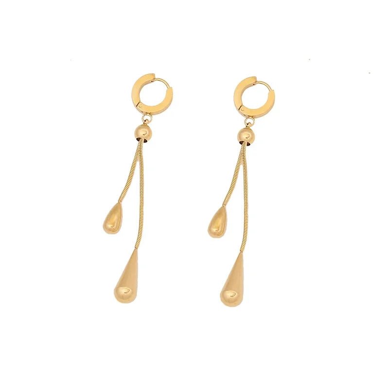 Women’s Necklace and Earrings Set Silver Stainless Steel Adjustable Lariat