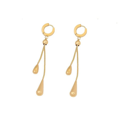 Women’s Necklace and Earrings Set Silver Stainless Steel Adjustable Lariat