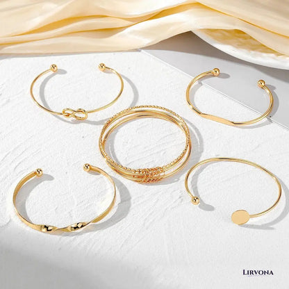 Women’s Bangle Bracelet Set Silver Stainless Steel 5 Piece Stack