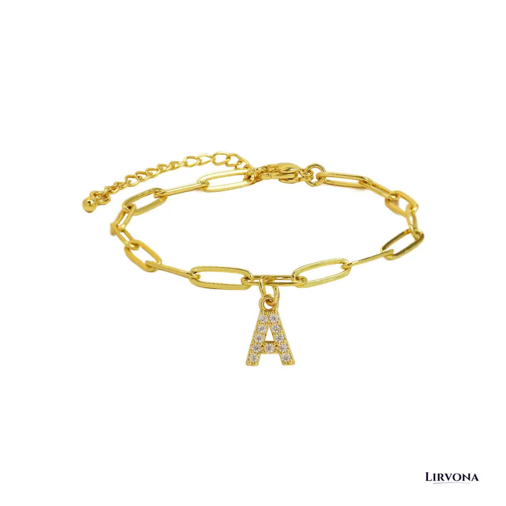 Women’s Bracelet Gold Stainless Steel with Zircon Initial