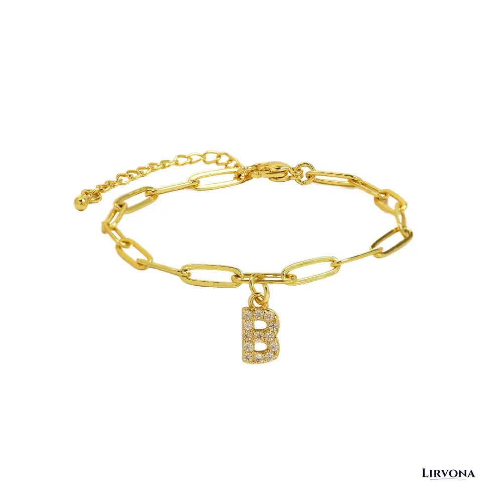 Women’s Bracelet Gold Stainless Steel with Zircon Initial