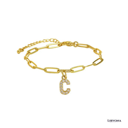 Women’s Bracelet Gold Stainless Steel with Zircon Initial
