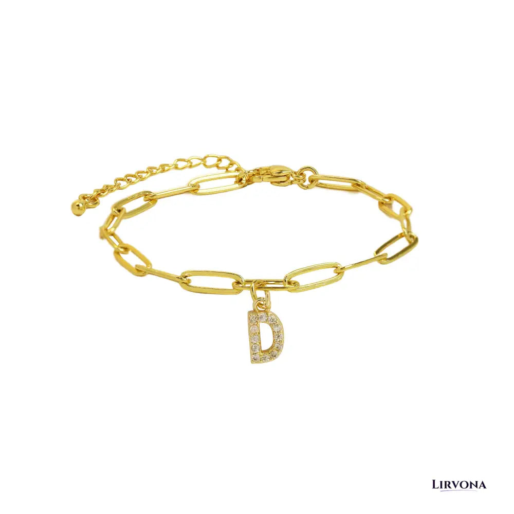 Women’s Bracelet Gold Stainless Steel with Zircon Initial