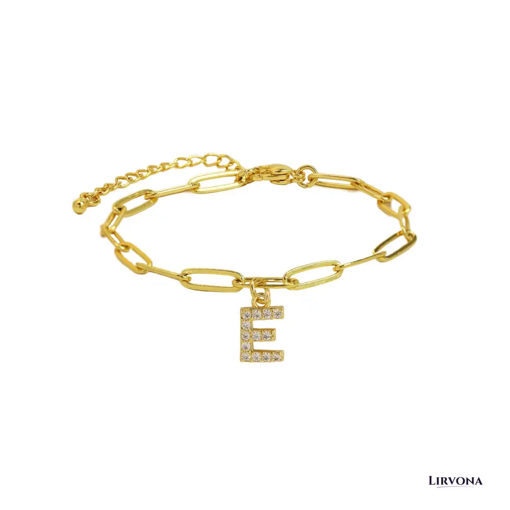 Women’s Bracelet Gold Stainless Steel with Zircon Initial