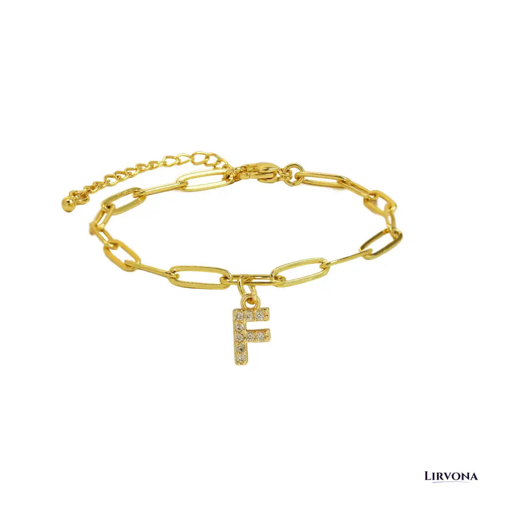 Women’s Bracelet Gold Stainless Steel with Zircon Initial