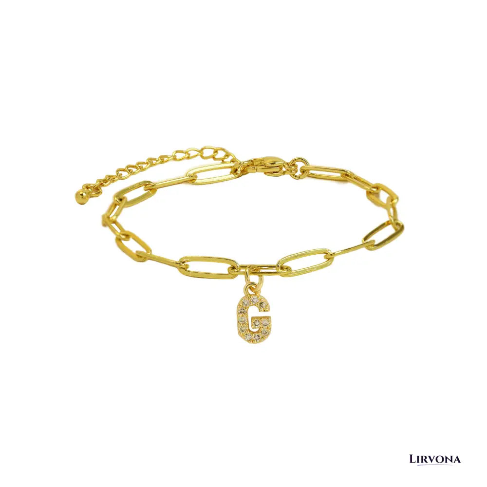 Women’s Bracelet Gold Stainless Steel with Zircon Initial