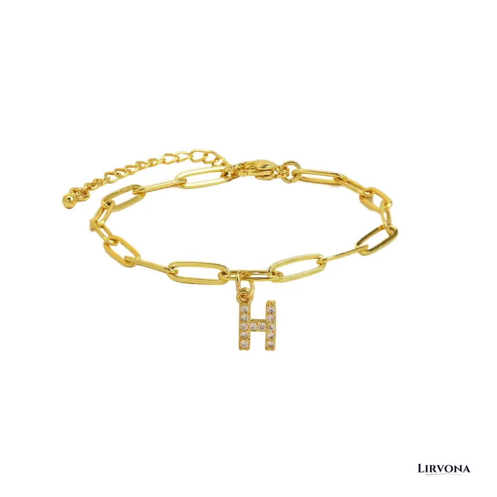 Women’s Bracelet Gold Stainless Steel with Zircon Initial