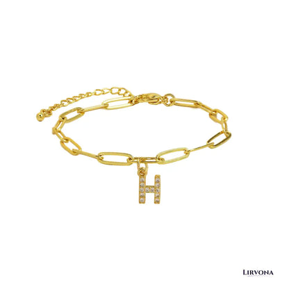 Women’s Bracelet Gold Stainless Steel with Zircon Initial