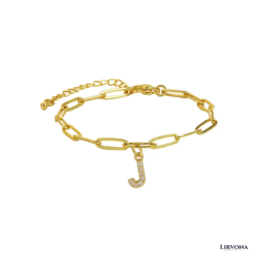 Women’s Bracelet Gold Stainless Steel with Zircon Initial