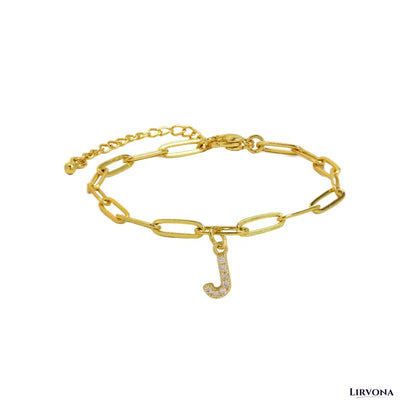 Women’s Bracelet Gold Stainless Steel with Zircon Initial