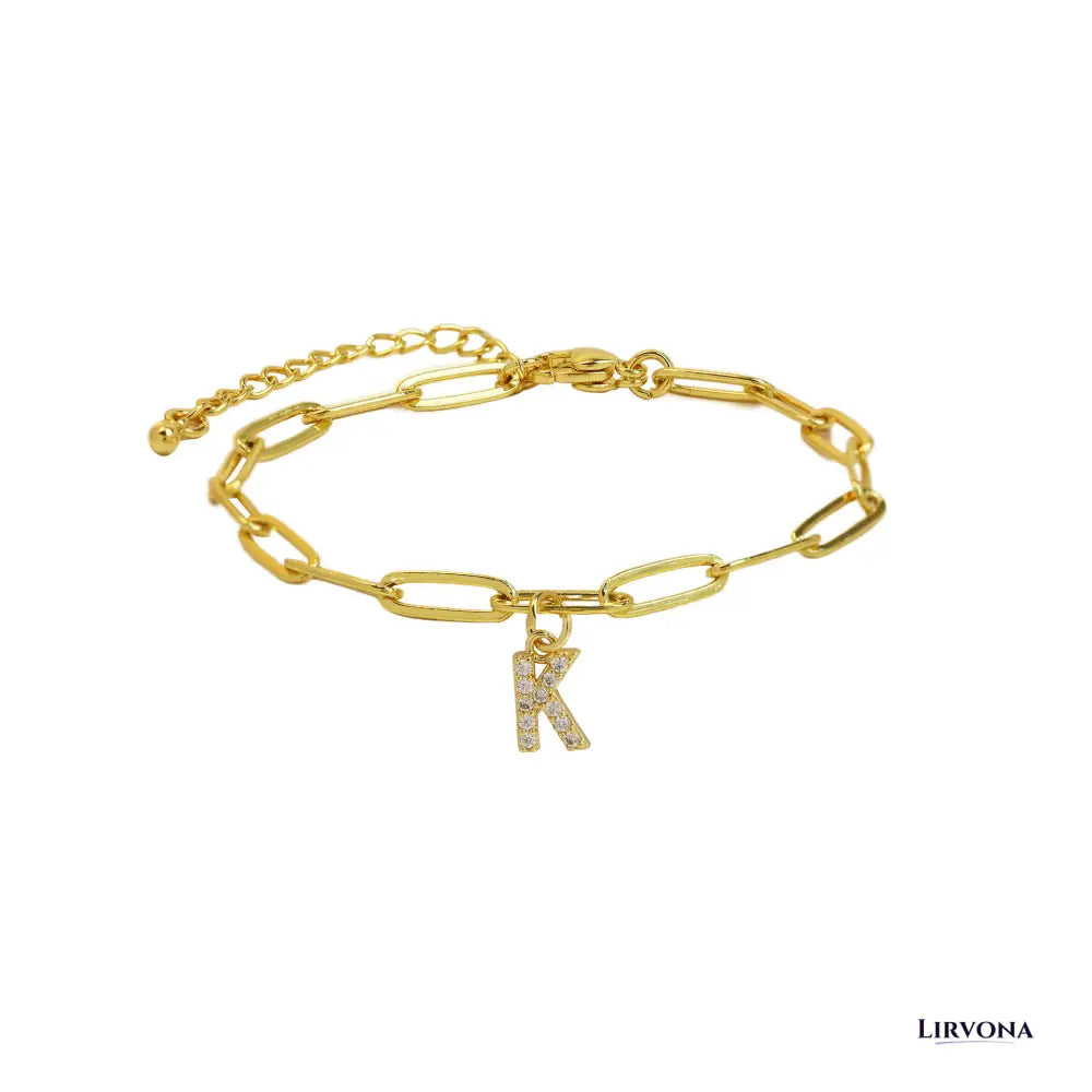 Women’s Bracelet Gold Stainless Steel with Zircon Initial