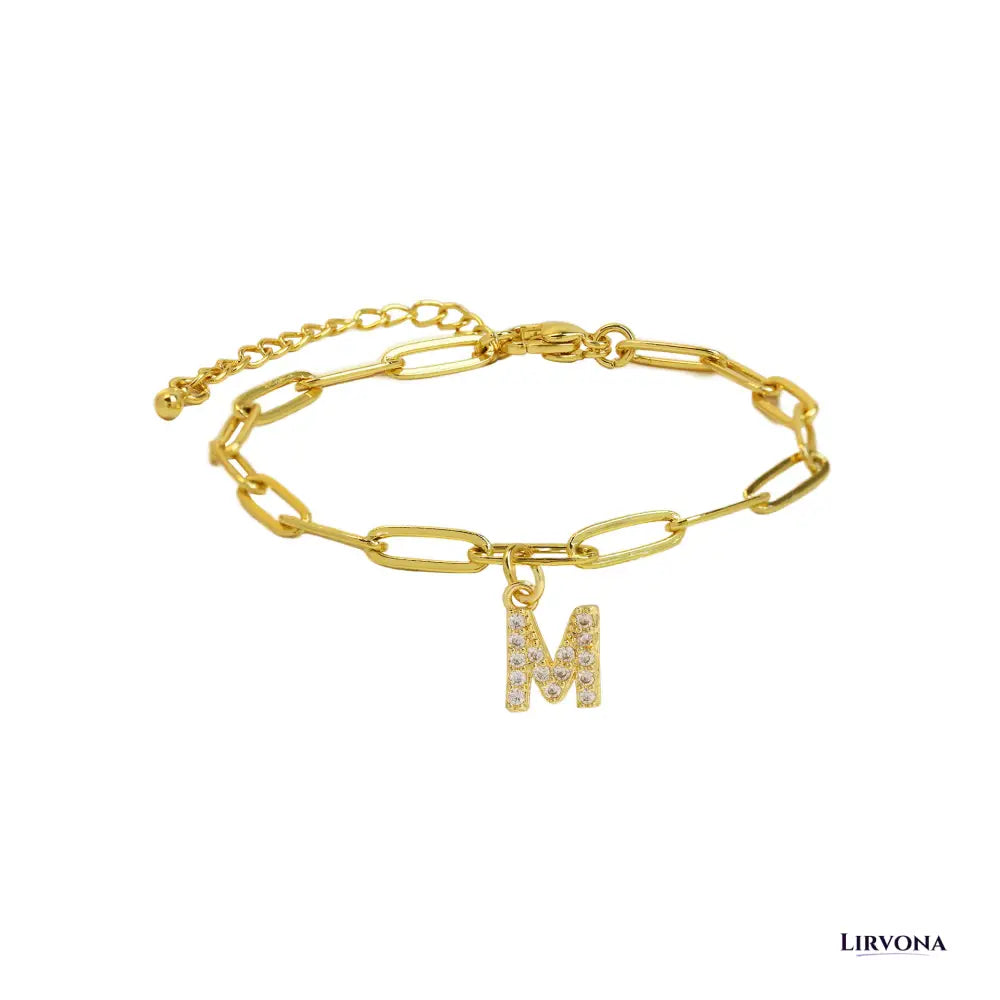 Women’s Bracelet Gold Stainless Steel with Zircon Initial