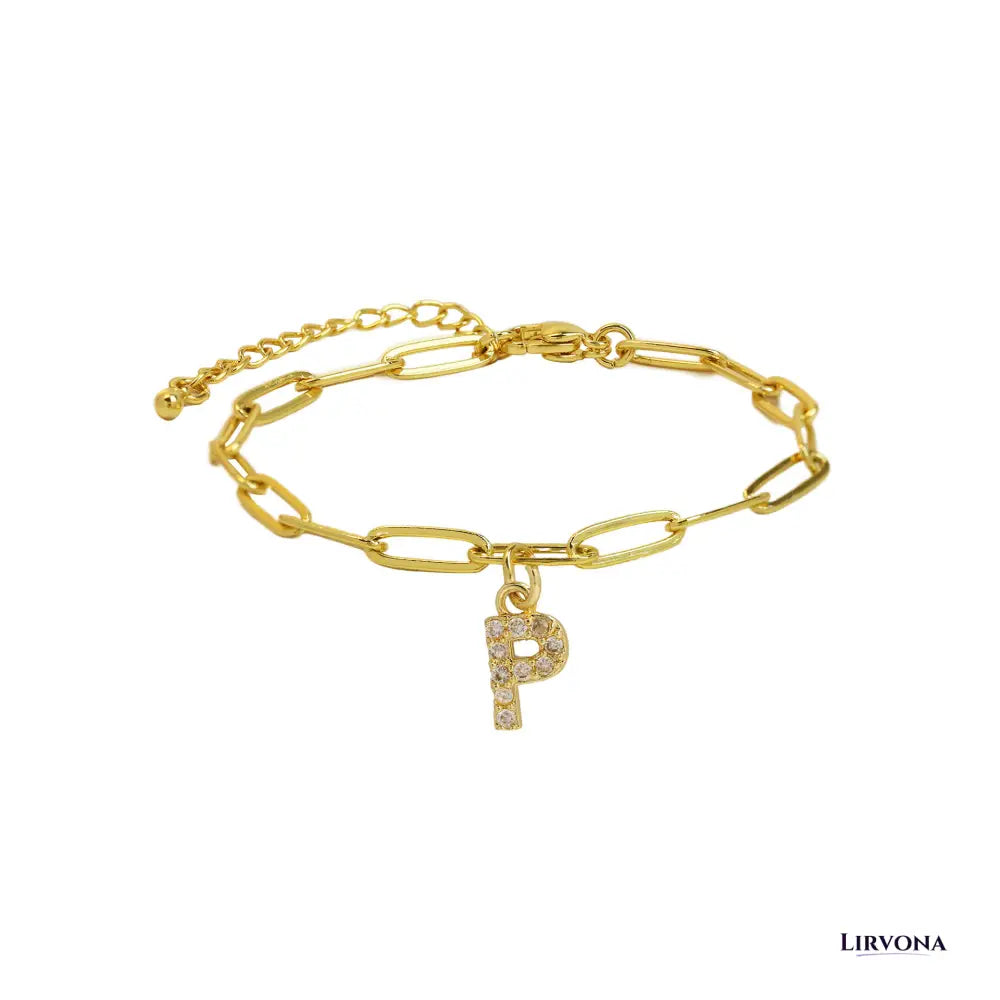 Women’s Bracelet Gold Stainless Steel with Zircon Initial