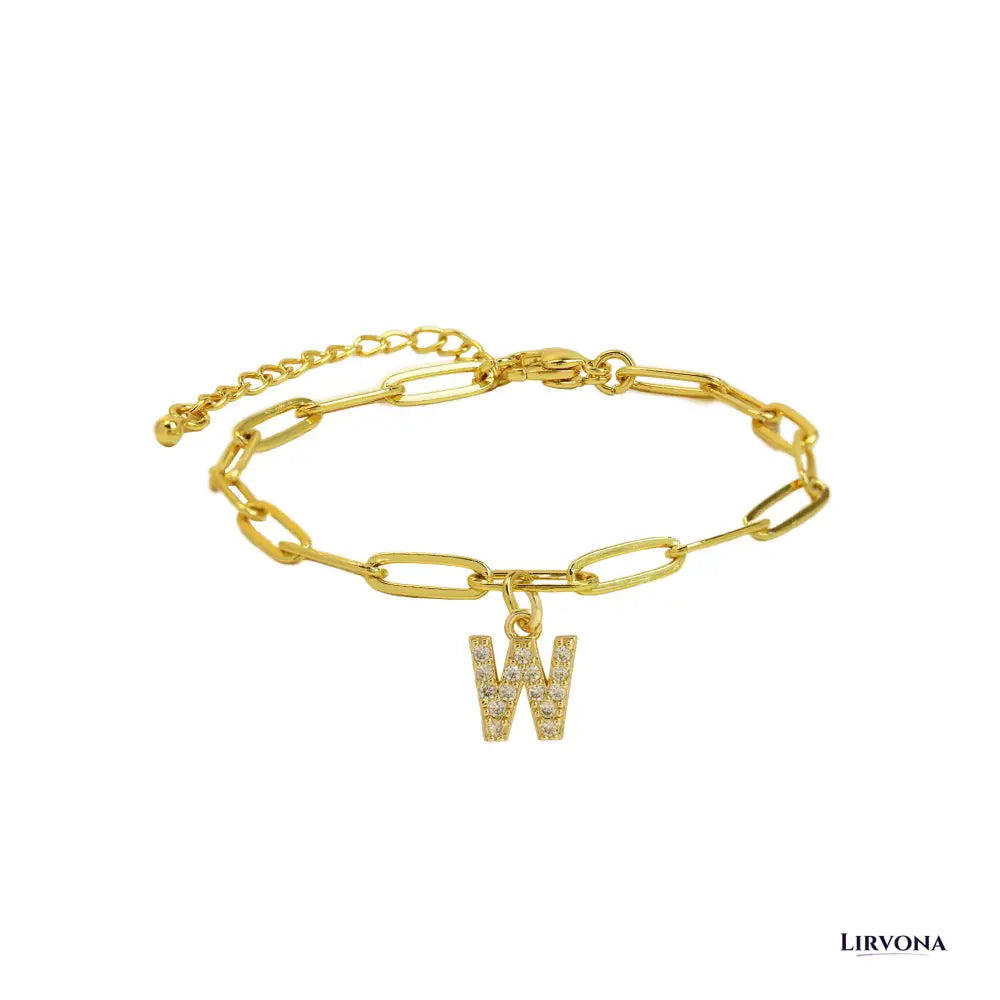 Women’s Bracelet Gold Stainless Steel with Zircon Initial