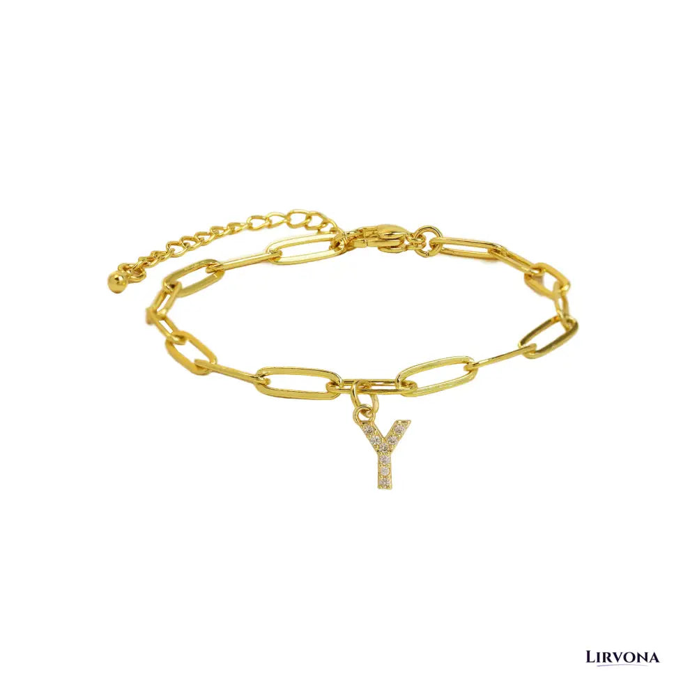 Women’s Bracelet Gold Stainless Steel with Zircon Initial