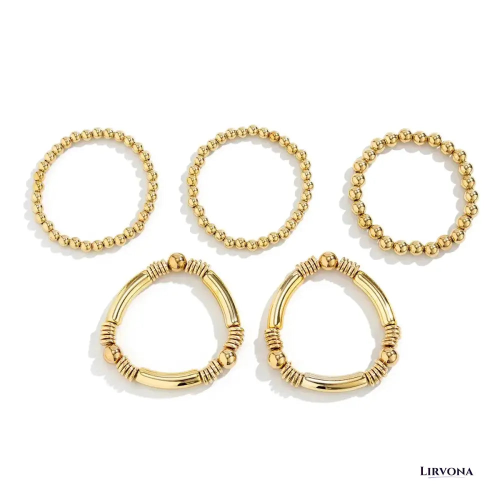 Women’s Bracelet Stack Set Gold Silver Acrylic Beaded