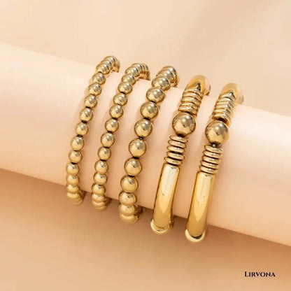 Women’s Bracelet Stack Set Gold Silver Acrylic Beaded
