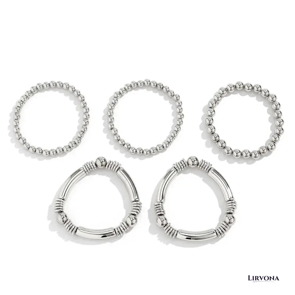Women’s Bracelet Stack Set Gold Silver Acrylic Beaded