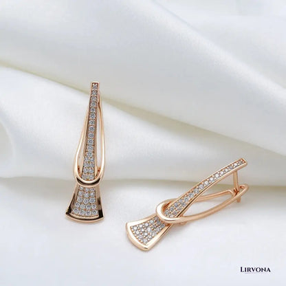 Women's Diamond Earrings for Women Rose Gold Stainless Steel 1