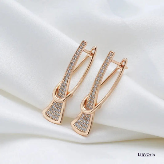 Women's Diamond Earrings for Women Rose Gold Stainless Steel 0