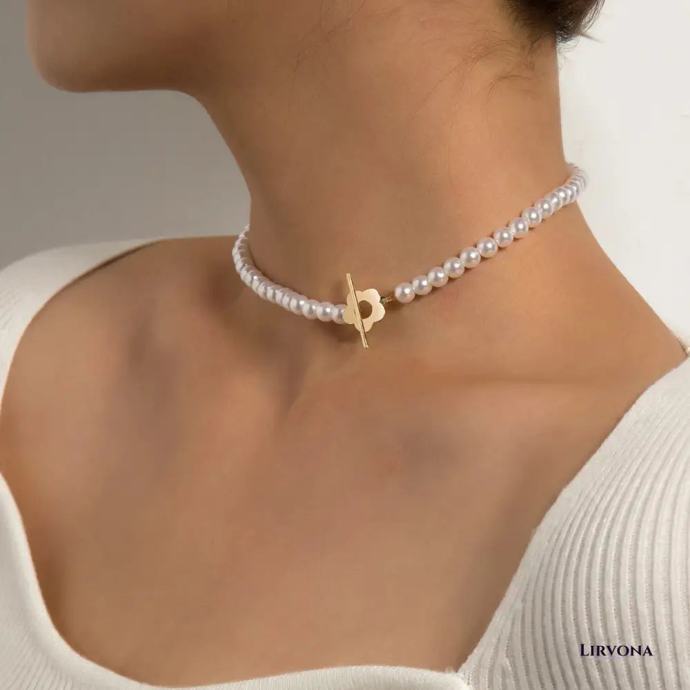 Women’s Floral Choker Necklace Silver Stainless Steel 14.17 Inches