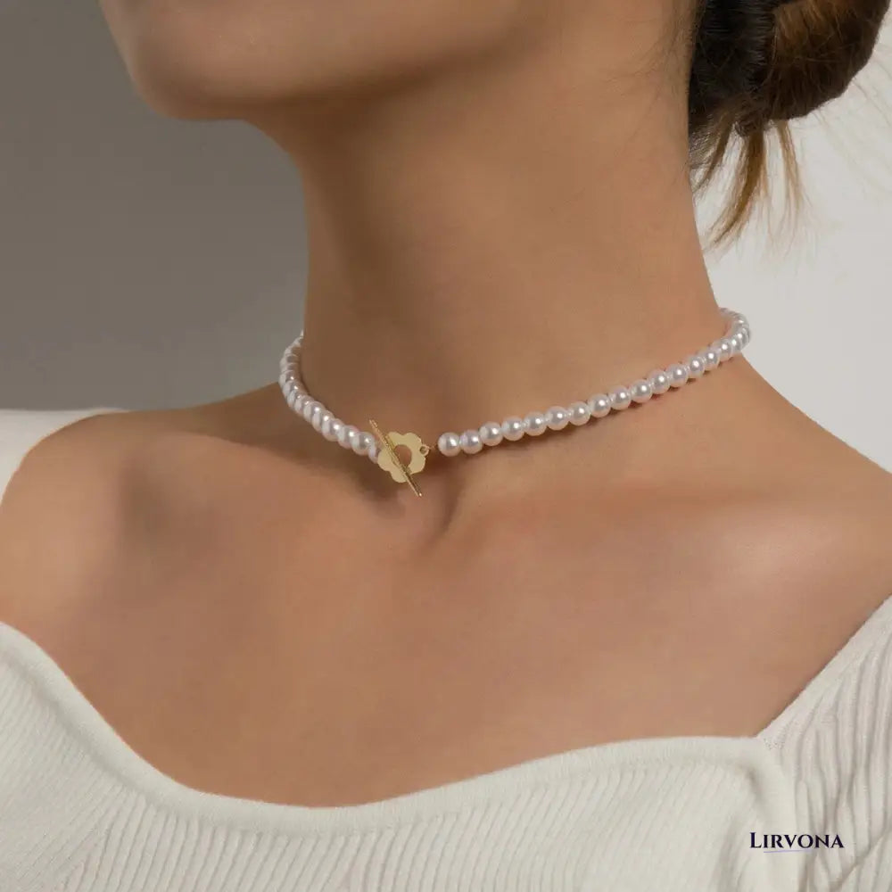 Women’s Floral Choker Necklace Silver Stainless Steel 14.17 Inches