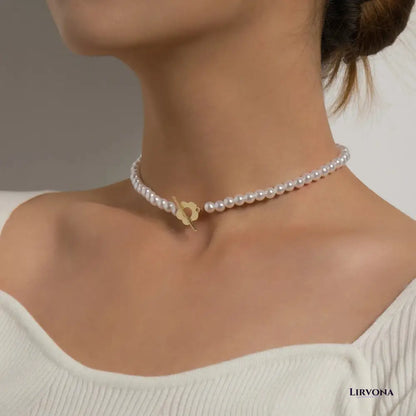 Women’s Floral Choker Necklace Silver Stainless Steel 14.17 Inches