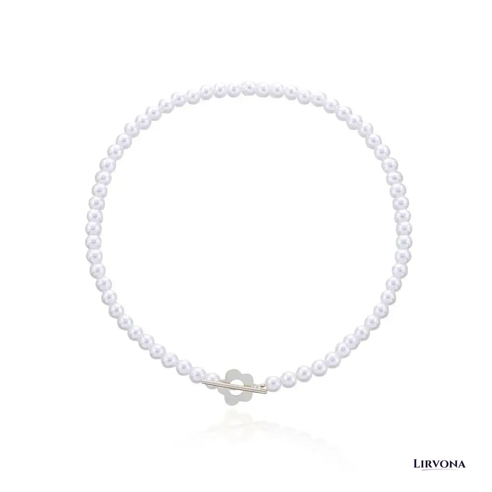 Women’s Floral Choker Necklace Silver Stainless Steel 14.17 Inches