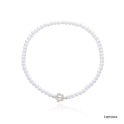 Women’s Floral Choker Necklace Silver Stainless Steel 14.17 Inches