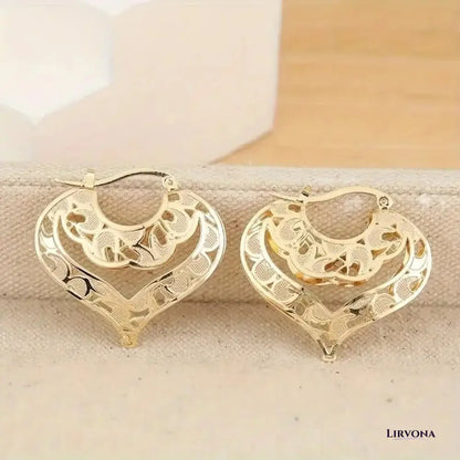 Women’s Gold Earrings Heart Design Stainless Steel