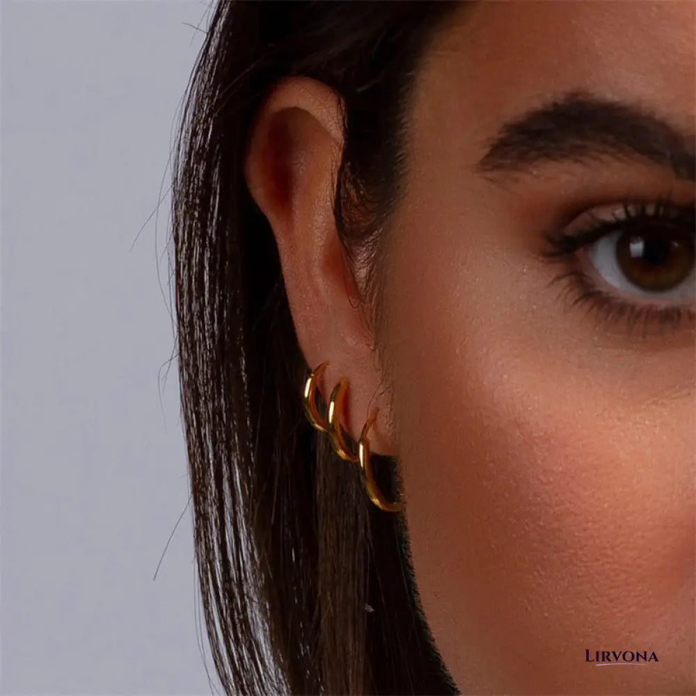 Women’s Gold Hoop Earrings 14k Plated Stainless Steel Classic Design