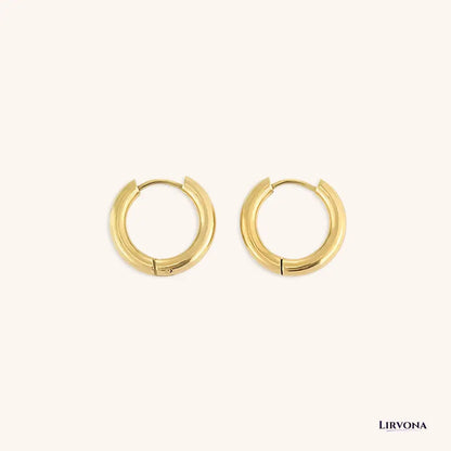 Women’s Gold Hoop Earrings 14k Plated Stainless Steel Classic Design