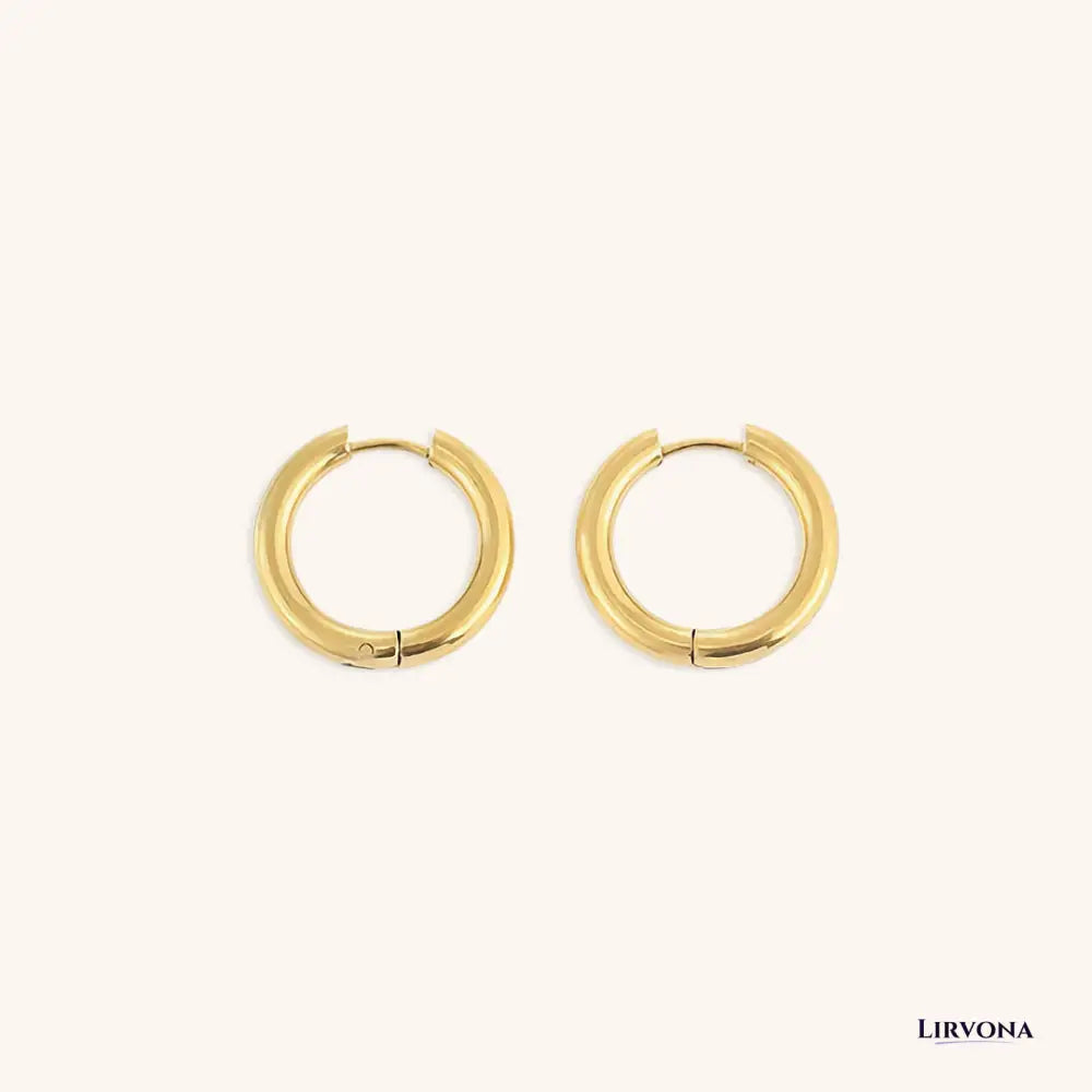 Women’s Gold Hoop Earrings 14k Plated Stainless Steel Classic Design