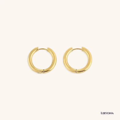 Women’s Gold Hoop Earrings 14k Plated Stainless Steel Classic Design