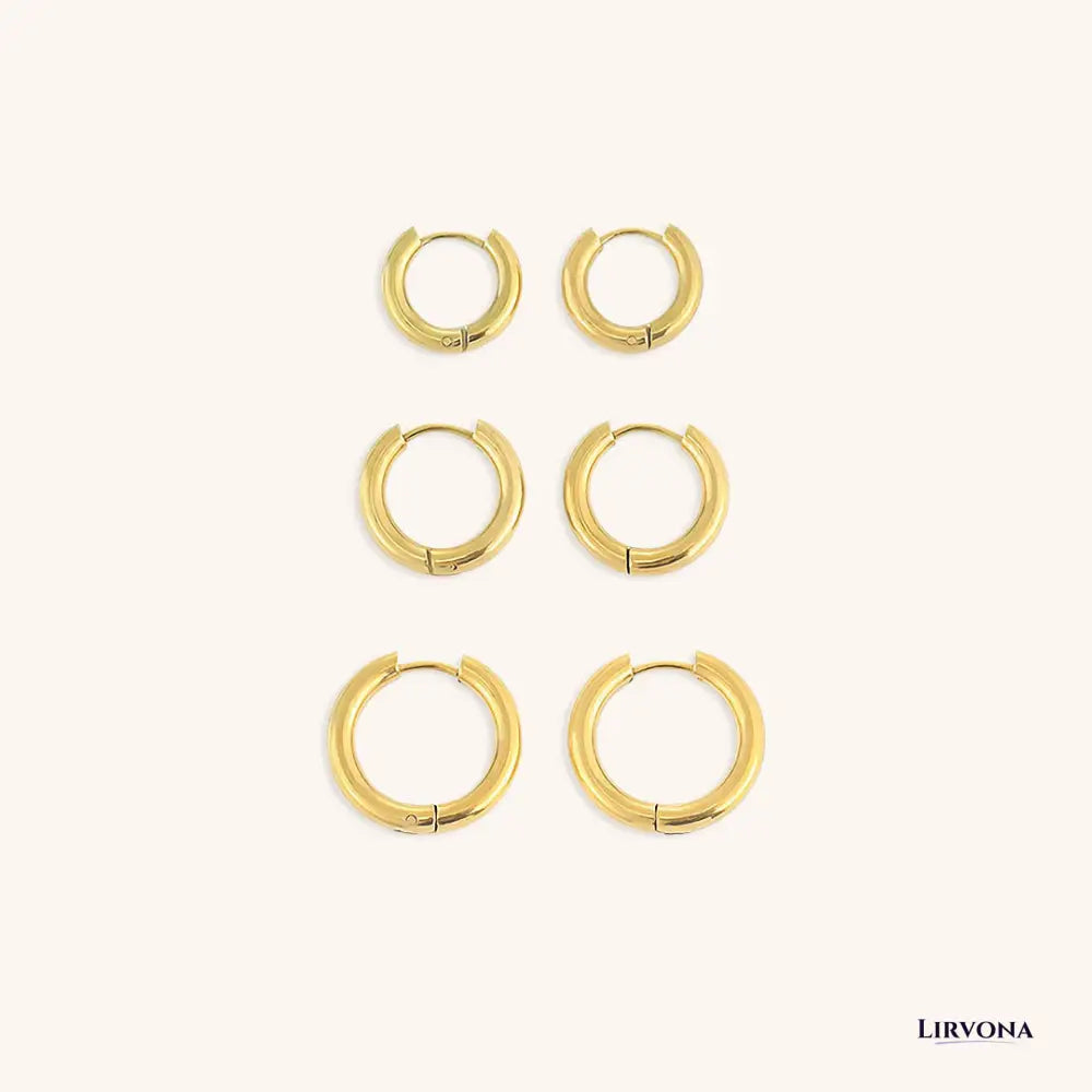 Women’s Gold Hoop Earrings 14k Plated Stainless Steel Classic Design